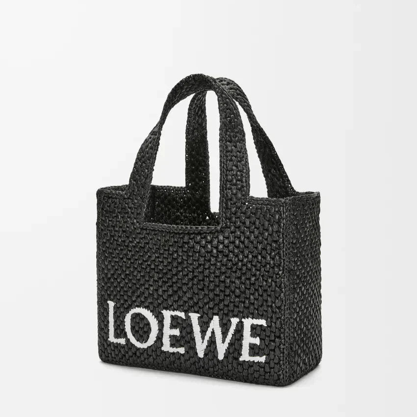 LOEWE - Petit Font Tote en raphia Noir