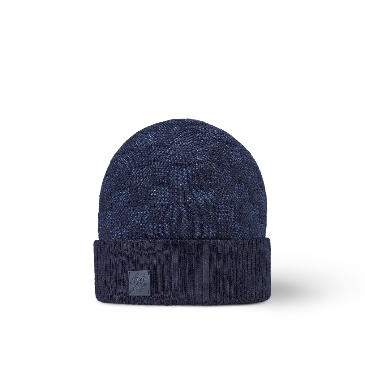 Bonnet et Écharpe Néo Petit Damier Bleu Marine