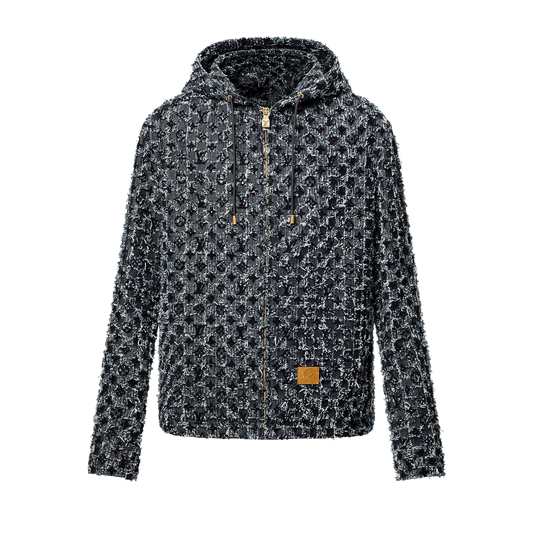 Sweat à capuche Monogram floqué en denim