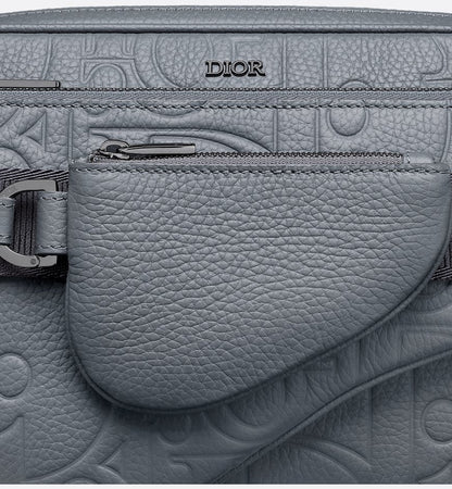 Triple Pouch Saddle Cuir Gris