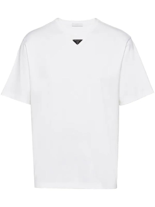 T-shirt blanc Prada avec logo triangle
