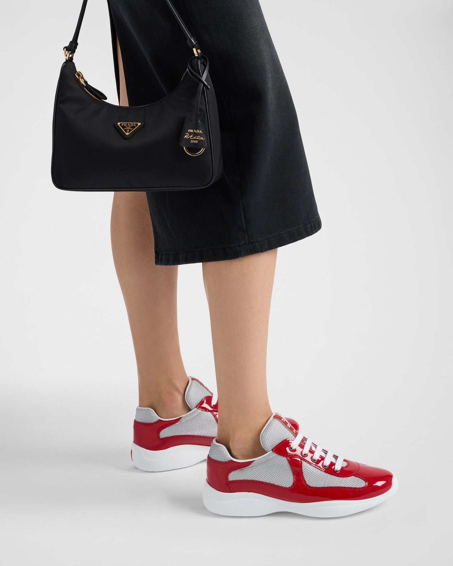 Baskets Prada America’s Cup en tissu Bike rouge