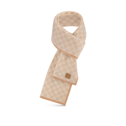 Bonnet et Écharpe Néo Petit Damier Beige