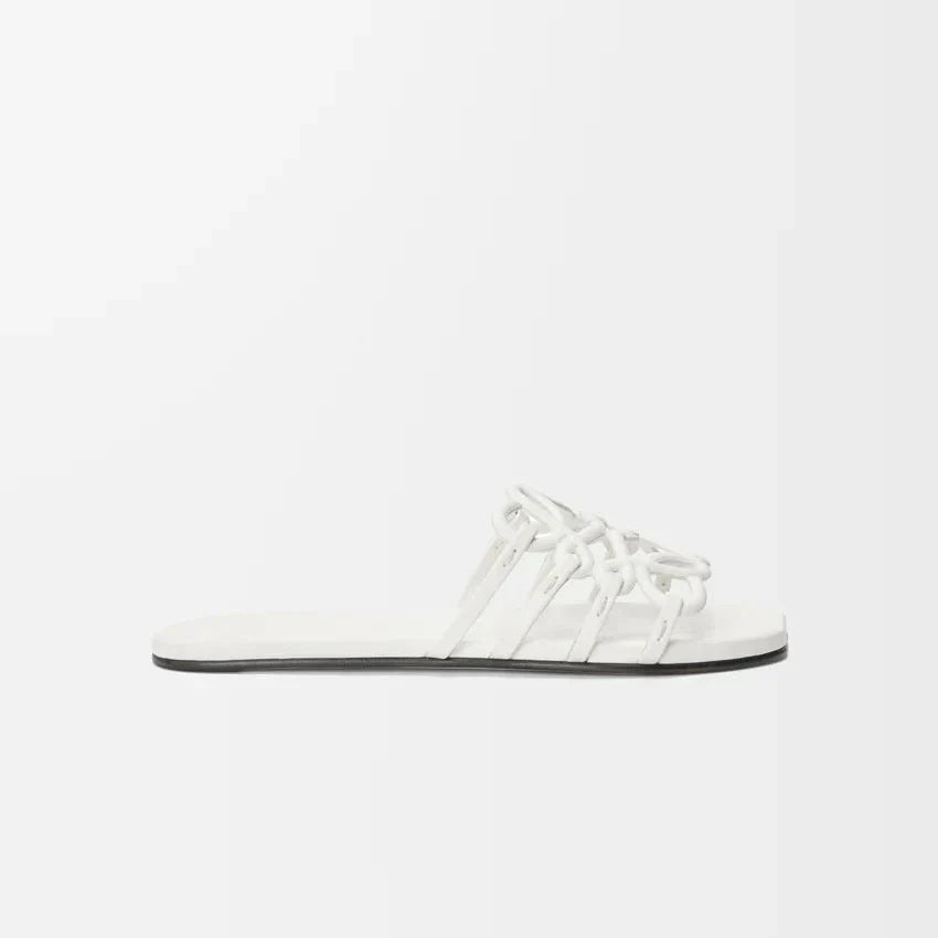 LOEWE - Petal Anagram slide in soft calfskin Blanc