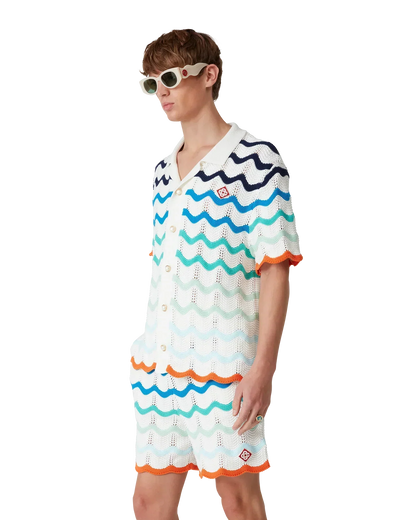 Gradient Wave Crochet Shirt