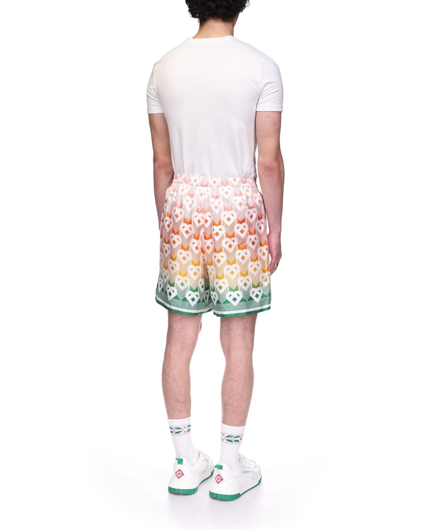 Gradient Heart Monogram Silk Shorts