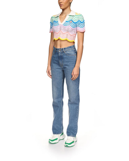 Gradient Wave Crochet Top