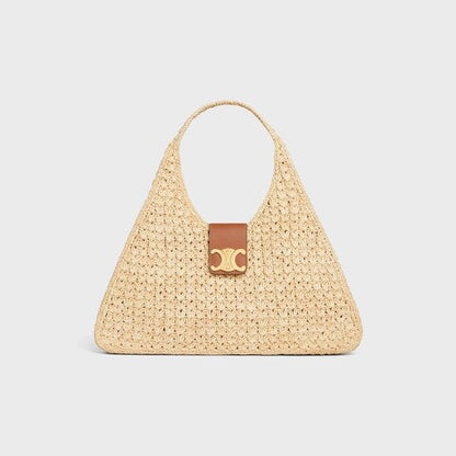 C­eli­ne - Classic Panier Cabas Triangle Raffia Calfskin